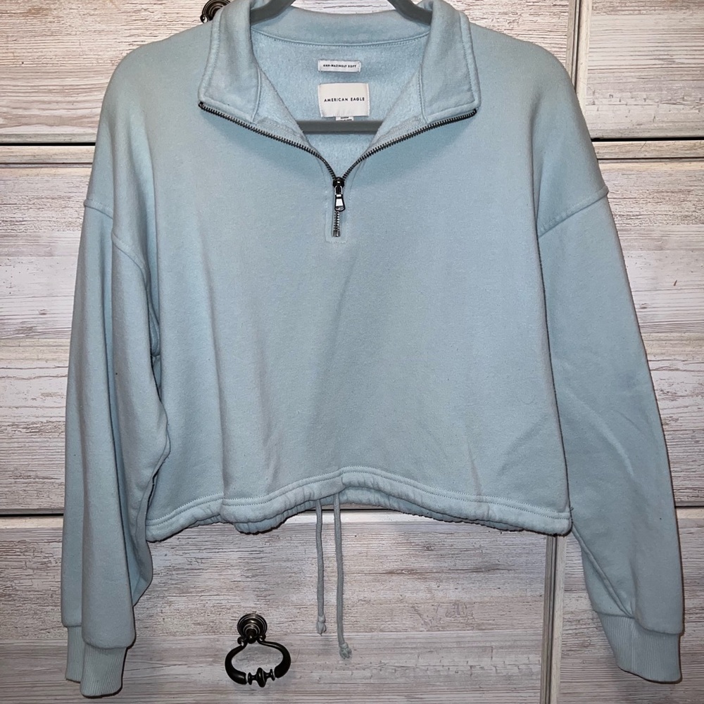 light blue, small,drawstring crop!, American eagle